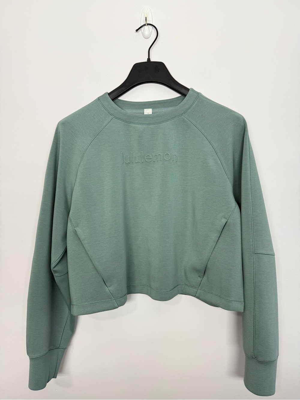 83: Lululemon Smooth Spacer Cropped Pullover *Graphic Crater Blue Size 12